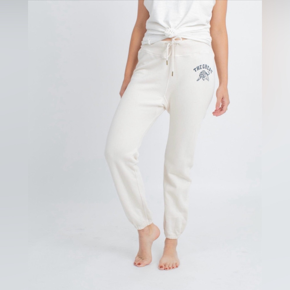 The Great Cotton Jogger Sweatpants Cream Tiger Graphic Size Small (1) USA Made